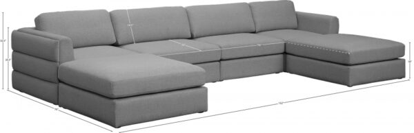 Beckham 152" Linen Textured Fabric Upholstered 6pc. Modular Sectional