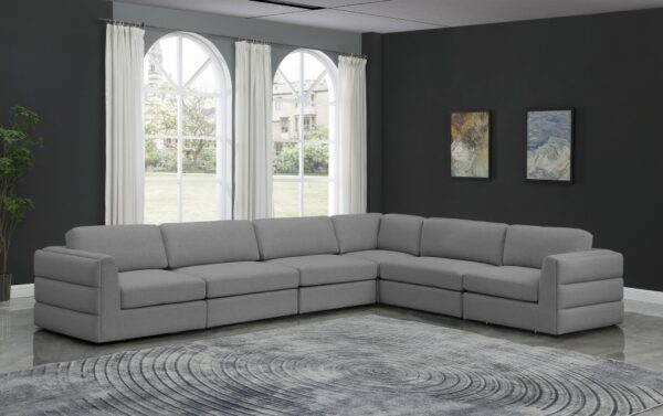 Beckham 152" Linen Textured Fabric Upholstered 6pc. Modular Sectional