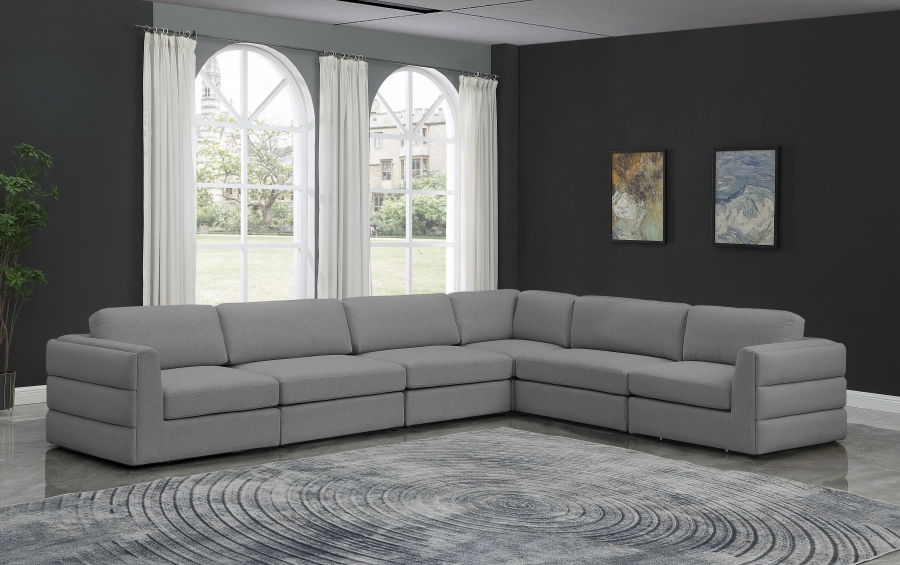 Beckham 152" Linen Textured Fabric Upholstered 6pc. Modular Sectional