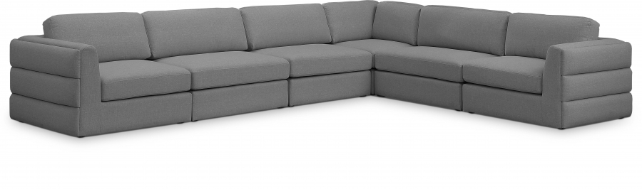 Beckham 152" Linen Textured Fabric Upholstered 6pc. Modular Sectional