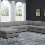 Beckham 152" Linen Textured Fabric Upholstered 7pc. Modular Sectional