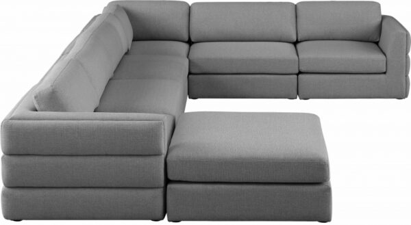 Beckham 152" Linen Textured Fabric Upholstered 7pc. Modular Sectional