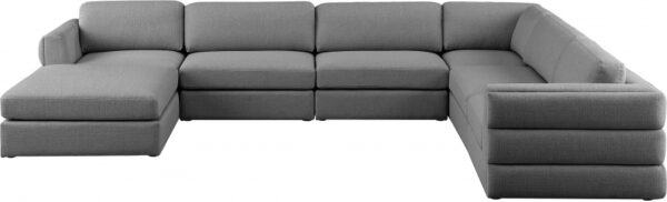 Beckham 152" Linen Textured Fabric Upholstered 7pc. Modular Sectional