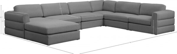 Beckham 152" Linen Textured Fabric Upholstered 7pc. Modular Sectional