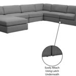 Beckham 152" Linen Textured Fabric Upholstered 7pc. Modular Sectional