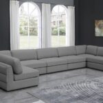 Beckham 190" Linen Textured Fabric Upholstered 7pc. Modular Sectional