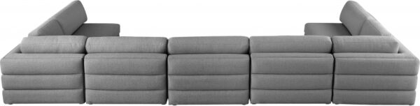 Beckham 190" Linen Textured Fabric Upholstered 7pc. Modular Sectional