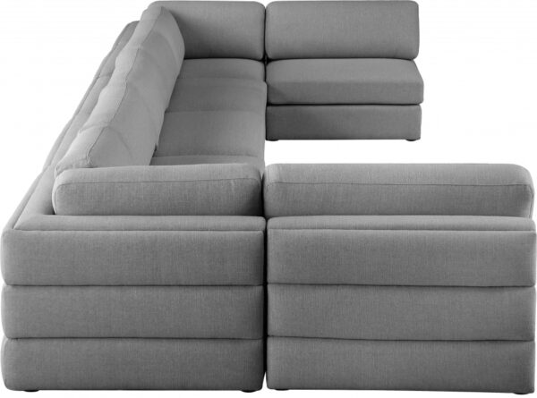Beckham 190" Linen Textured Fabric Upholstered 7pc. Modular Sectional