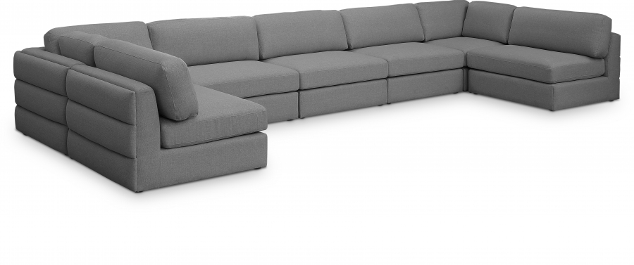 Beckham 190" Linen Textured Fabric Upholstered 7pc. Modular Sectional