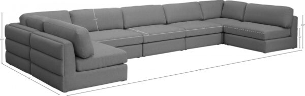Beckham 190" Linen Textured Fabric Upholstered 7pc. Modular Sectional