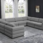 Beckham 152" Linen Textured Fabric Upholstered 8pc. Modular Sectional