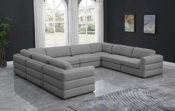 Beckham 152" Linen Textured Fabric Upholstered 8pc. Modular Sectional