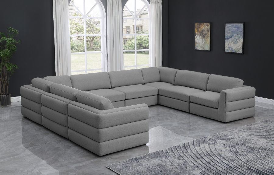 Beckham 152" Linen Textured Fabric Upholstered 8pc. Modular Sectional
