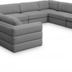 Beckham 152" Linen Textured Fabric Upholstered 8pc. Modular Sectional