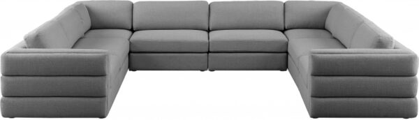 Beckham 152" Linen Textured Fabric Upholstered 8pc. Modular Sectional