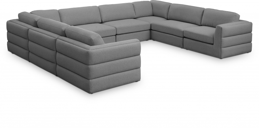 Beckham 152" Linen Textured Fabric Upholstered 8pc. Modular Sectional