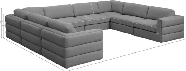 Beckham 152" Linen Textured Fabric Upholstered 8pc. Modular Sectional