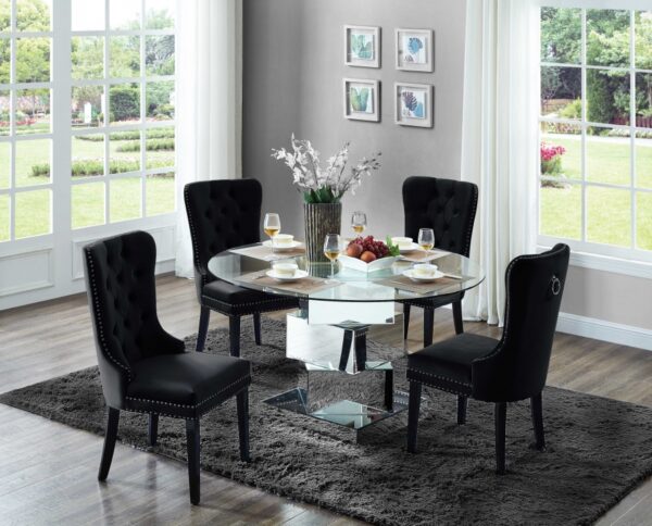Haven 50" Glass Top And Mirrored Base Dining Table