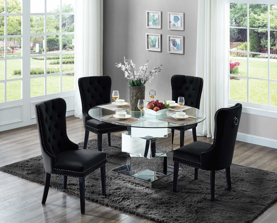 Haven 50" Glass Top And Mirrored Base Dining Table