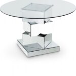 Haven 50" Glass Top And Mirrored Base Dining Table