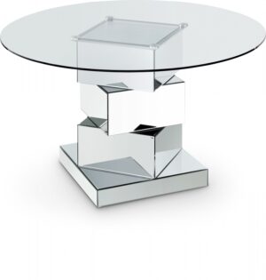 Haven 50" Glass Top And Mirrored Base Dining Table