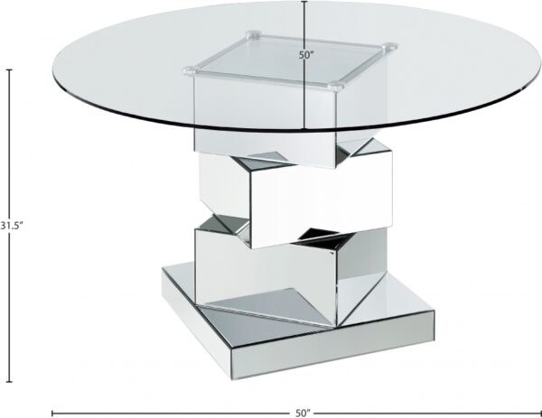 Haven 50" Glass Top And Mirrored Base Dining Table