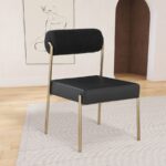 Carly Boucle Fabric And Vegan Leather Upholstered Dining Chair