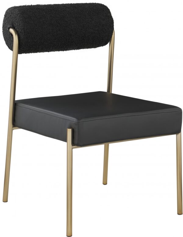 Carly Boucle Fabric And Vegan Leather Upholstered Dining Chair