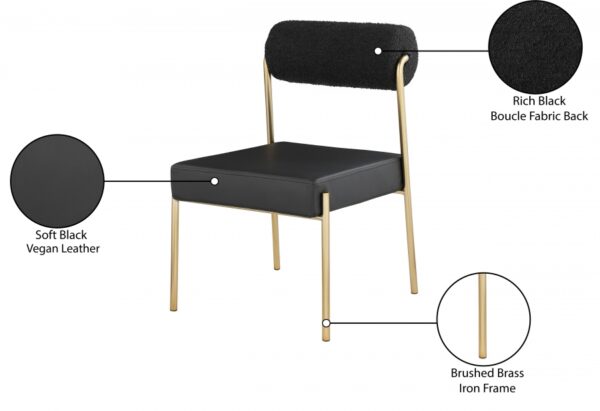 Carly Boucle Fabric And Vegan Leather Upholstered Dining Chair