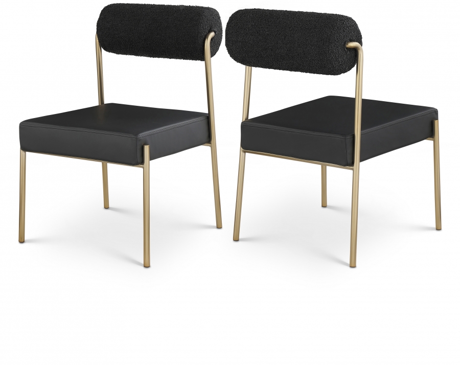 Carly Boucle Fabric And Vegan Leather Upholstered Dining Chair