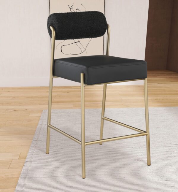 Carly Boucle Fabric And Vegan Leather Upholstered Counter Stool