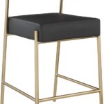 Carly Boucle Fabric And Vegan Leather Upholstered Counter Stool