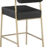 Carly Boucle Fabric And Vegan Leather Upholstered Counter Stool