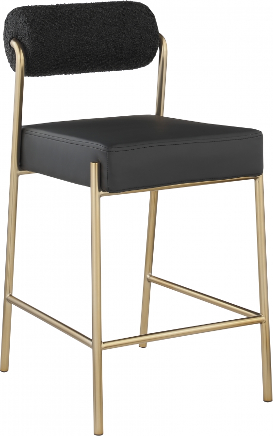 Carly Boucle Fabric And Vegan Leather Upholstered Counter Stool