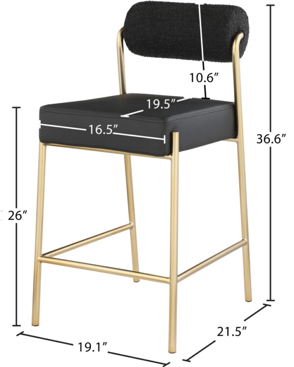 Carly Boucle Fabric And Vegan Leather Upholstered Counter Stool