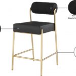 Carly Boucle Fabric And Vegan Leather Upholstered Counter Stool