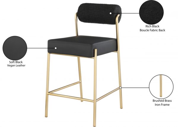 Carly Boucle Fabric And Vegan Leather Upholstered Counter Stool
