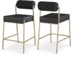 Carly Boucle Fabric And Vegan Leather Upholstered Counter Stool