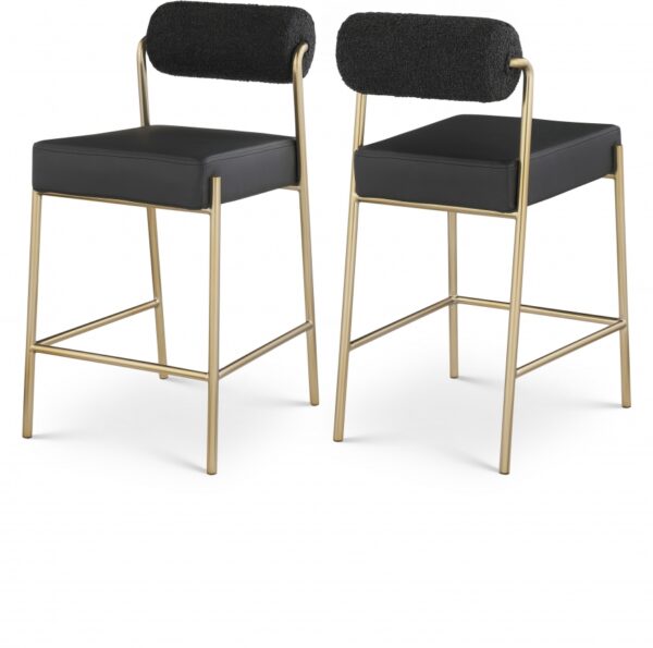 Carly Boucle Fabric And Vegan Leather Upholstered Counter Stool
