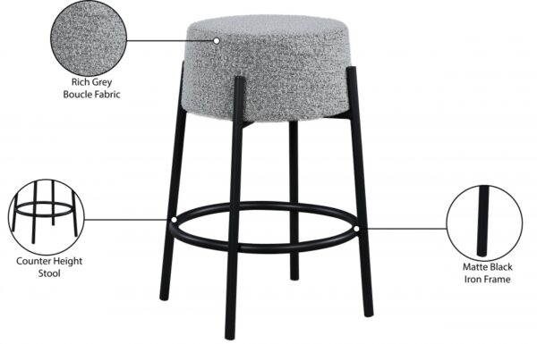 Avalon Boucle Fabric Upholstered Counter Stool