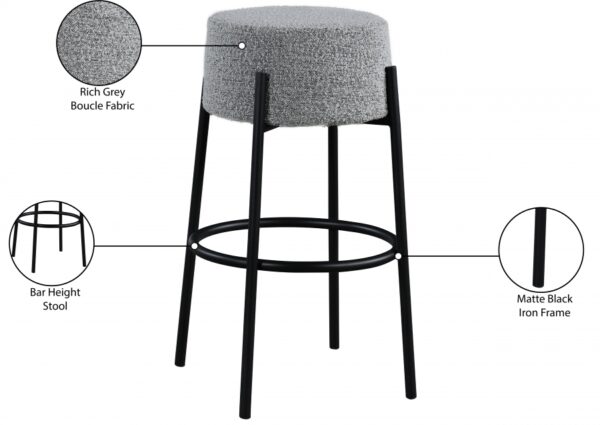 Avalon Boucle Fabric Upholstered Bar Stool