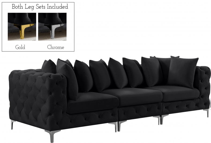 Tremblay 109" Velvet Upholstered 3pc. Modular Sofa