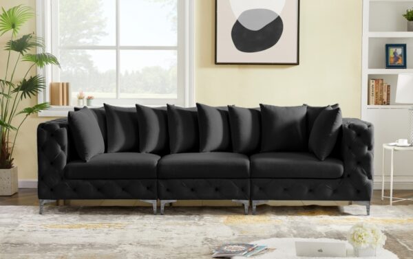 Tremblay 109" Velvet Upholstered 3pc. Modular Sofa