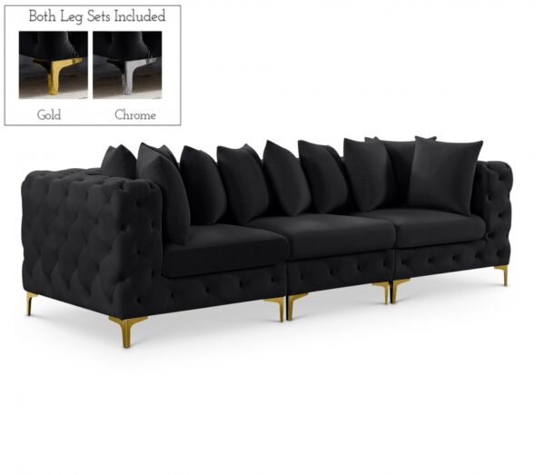 Tremblay 109" Velvet Upholstered 3pc. Modular Sofa