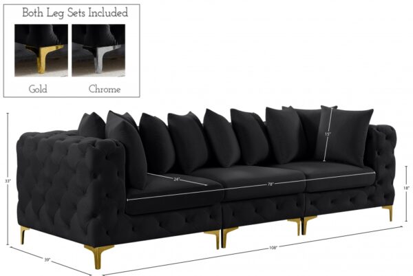 Tremblay 109" Velvet Upholstered 3pc. Modular Sofa