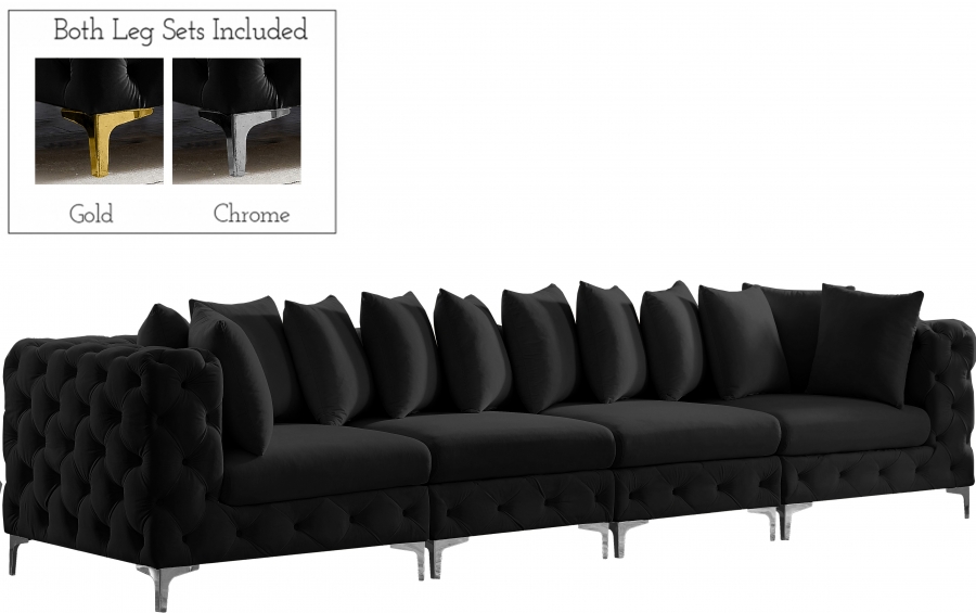 Tremblay 139" Velvet Upholstered 4pc. Modular Sofa