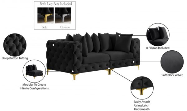 Tremblay 79" Velvet Upholstered 2pc. Modular Loveseat