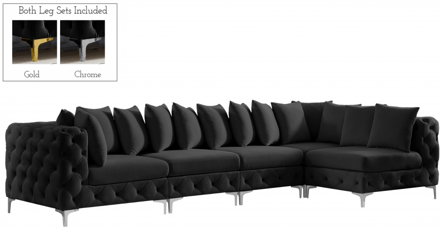 Tremblay 139" Velvet Upholstered 5pc. Modular Sectional