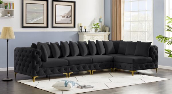Tremblay 139" Velvet Upholstered 5pc. Modular Sectional