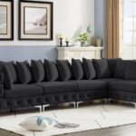 Tremblay 139" Velvet Upholstered 5pc. Modular Sectional